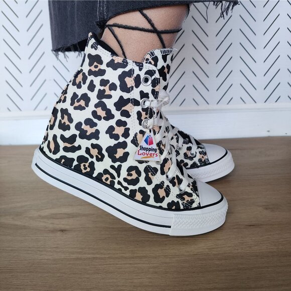 ❤️Converse Chuck Taylor Wedge Platform Leopard Sz 10.5 Women Shoes Black A14938C - Picture 4 of 11